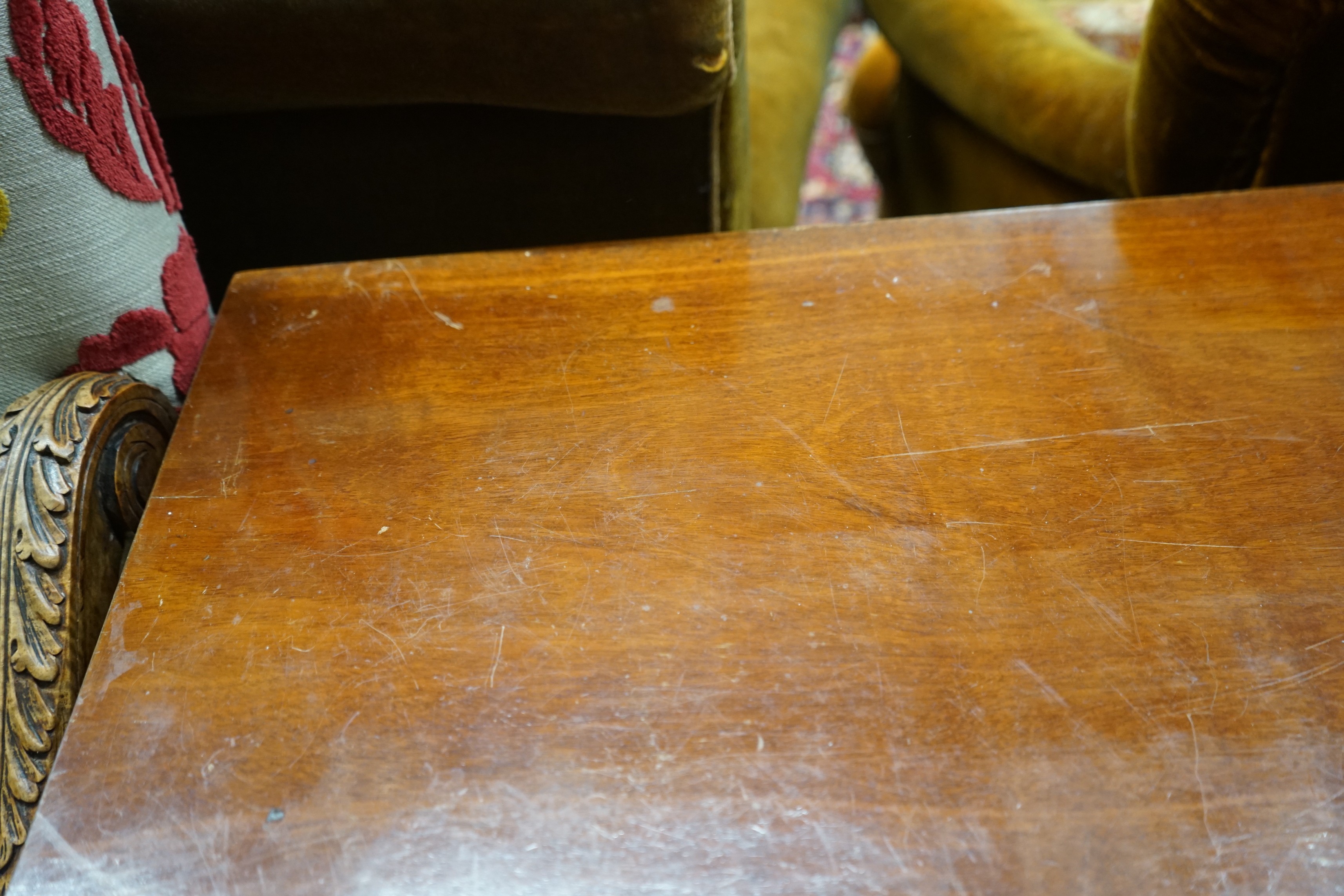 A Regency mahogany folding tea table, width 92cm, depth 45cm, height 78cm